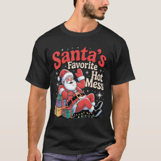 Camiseta Santa's Favorite Hot Mess Christmas Funny Margarit