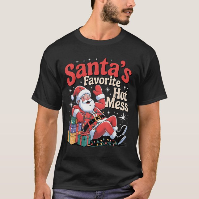 Camiseta Santa's Favorite Hot Mess Christmas Funny Margarit