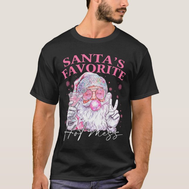 Camiseta Santa's Favorite Hot Mess Funny Christmas  (Anverso)