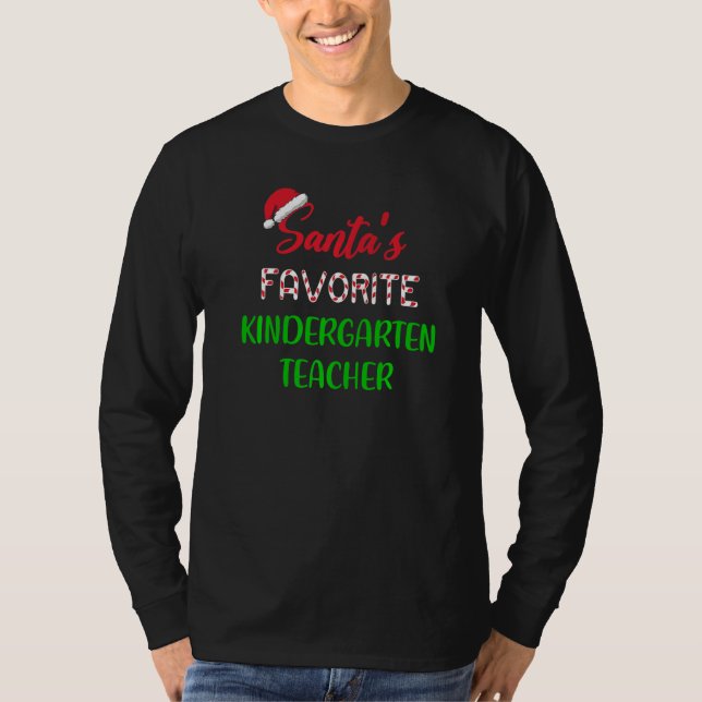 Camiseta Santas Favorite Kindergarten Teacher   Chritsmas (Anverso)