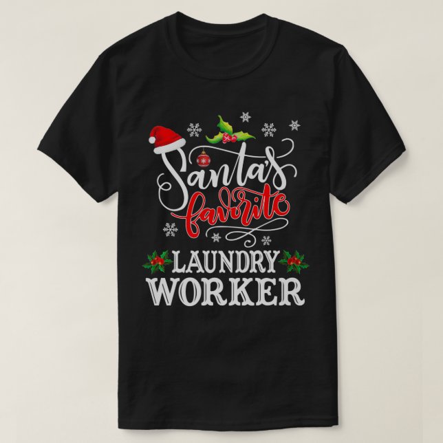 Camiseta Santa's Favorite Laundry Worker Christmas Party Gi (Diseño del anverso)