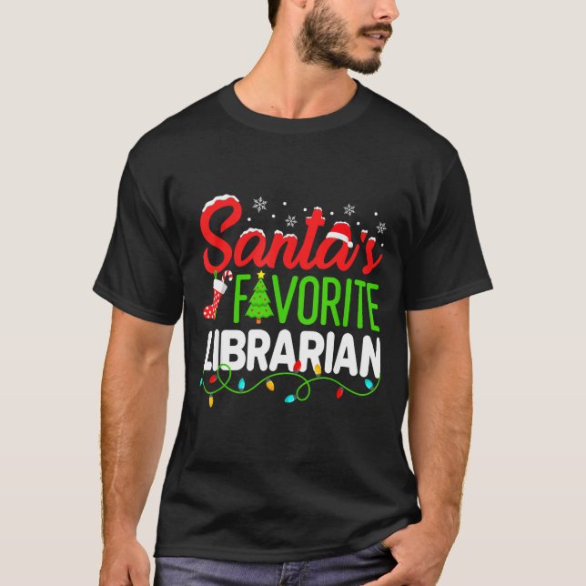 Camiseta Santa's Favorite Librarian Christmas Library Book  (Anverso)