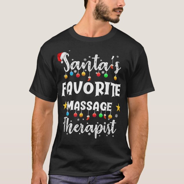 Camiseta Santa's Favorite Massage Therapist Christmas Massa (Anverso)