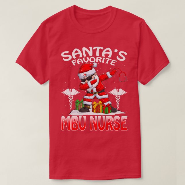 Camiseta Santa's Favorite MBU Nurse Christmas Matching Cost (Diseño del anverso)