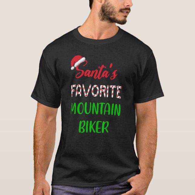 Camiseta Santas Favorite Mountain Biker   Funny Cycling Chr (Anverso)