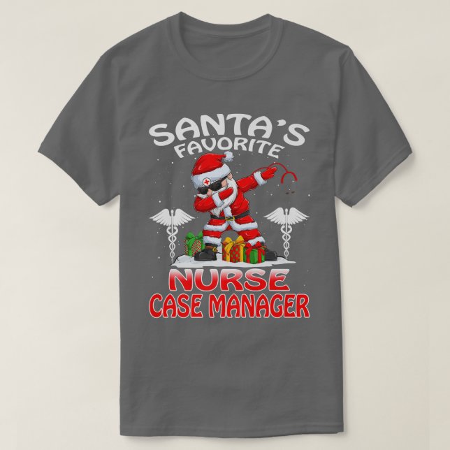 Camiseta Santa's Favorite Nurse Case Manager Christmas Matc (Diseño del anverso)