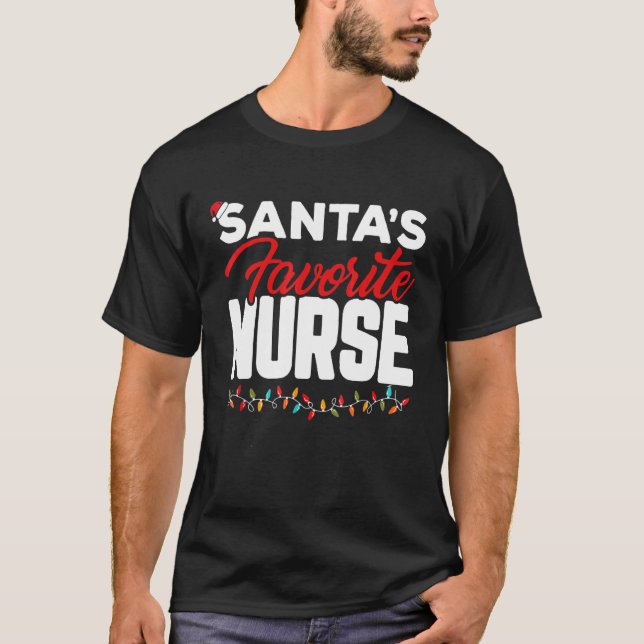 Camiseta Santa's Favorite Nurse Christmas Nurse Nursing (Anverso)