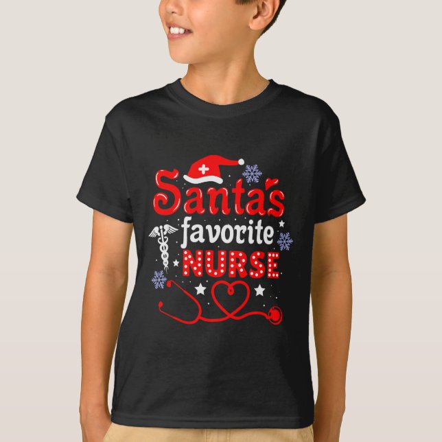 Camiseta Santa's Favorite Nurse Christmas Short Sleeve  (Anverso)