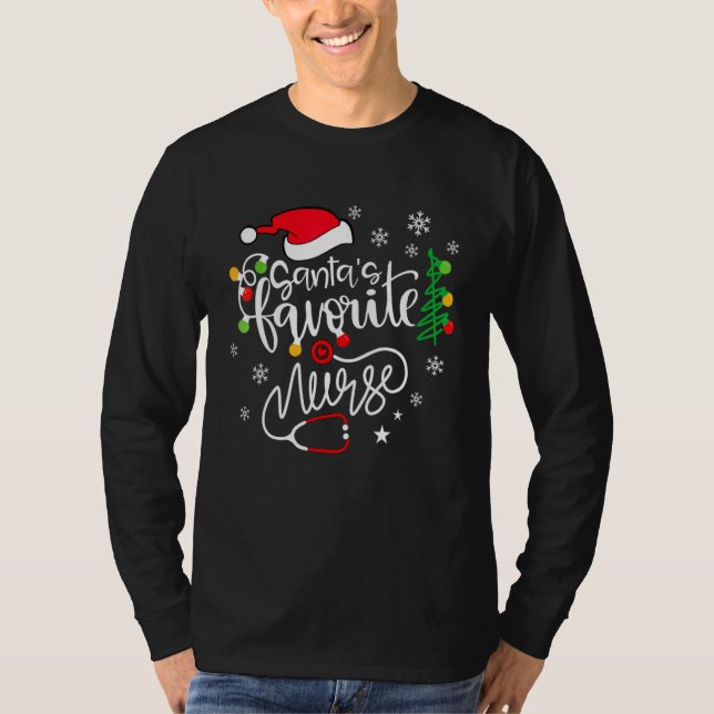 Camiseta Santa's Favorite Nurse  Cute Merry Xmas Party (Anverso)