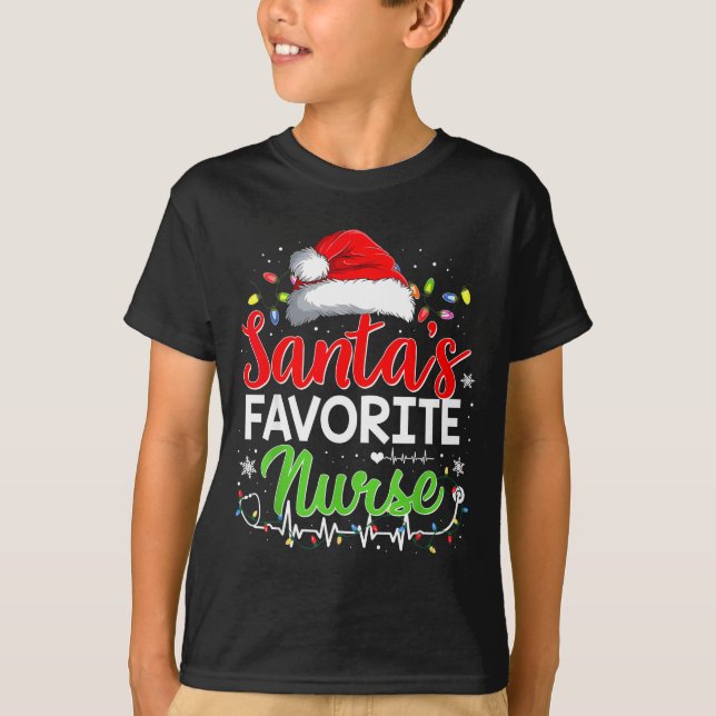 Camiseta Santa's Favorite Nurse Funny Christmas Nurse Xmas  (Anverso)
