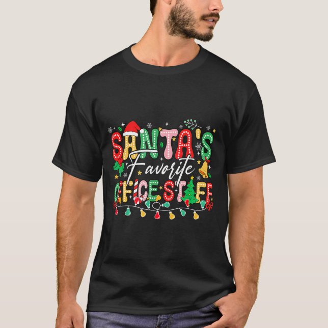 Camiseta Santa's Favorite Office Staff Christmas Lights San (Anverso)