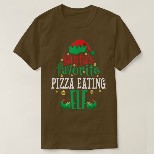 Camiseta Santas Favorite Pizza Eating Elf Christmas Matchin (Diseño del anverso)