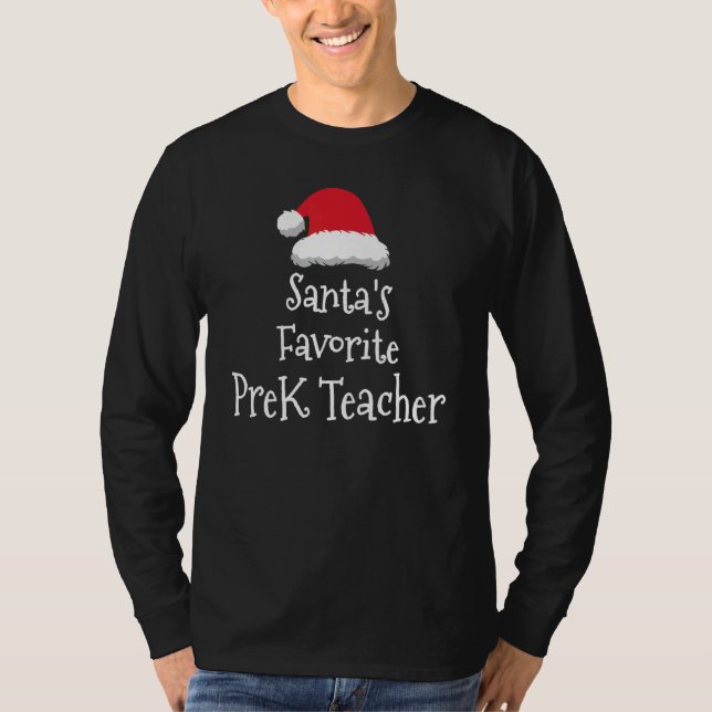 Camiseta Santas Favorite PreK Teacher   Christmas     (Anverso)