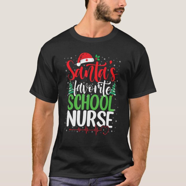 Camiseta Santa's Favorite School Nurse Christmas Santa Nurs (Anverso)
