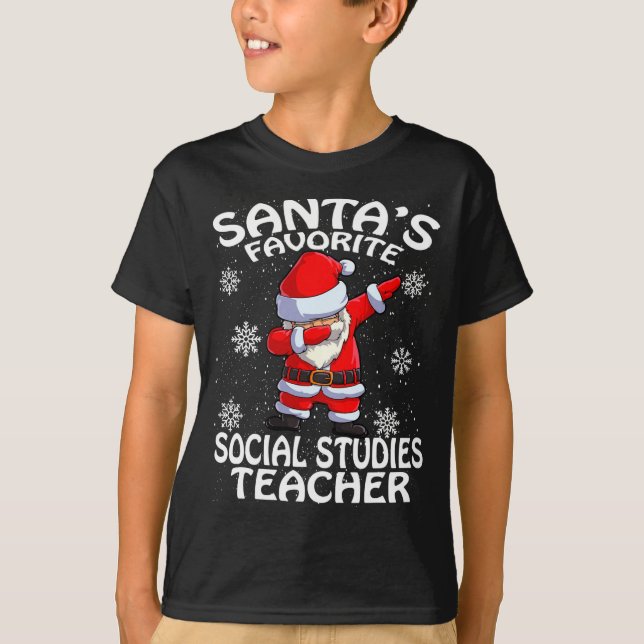 Camiseta Santas Favorite Social Studies Teacher Christmas  (Anverso)