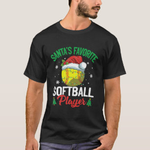 Camiseta Santa's Favorite Softball Player Christmas Pajama