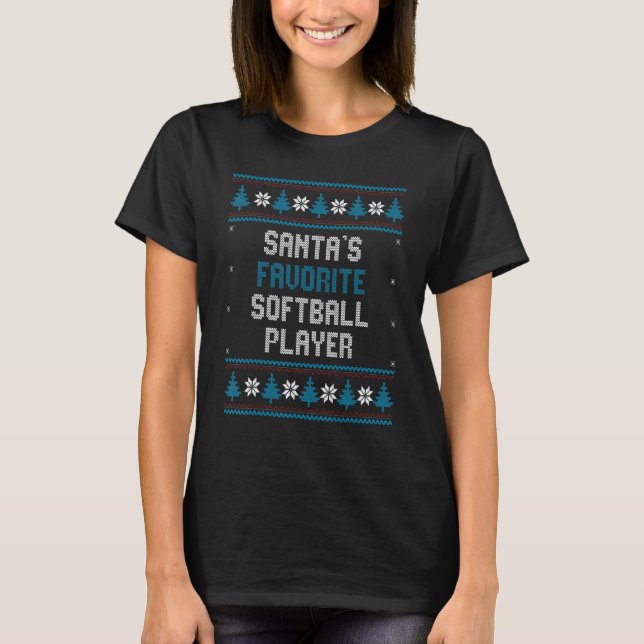 Camiseta Santas Favorite Softball Player     Christmas Soft (Anverso)