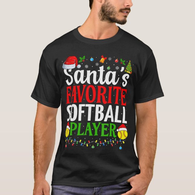 Camiseta Santas Favorite Softball Player Funny Christmas So (Anverso)