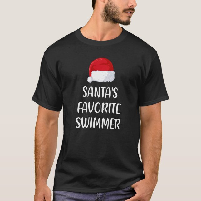 Camiseta Santas Favorite Swimmer Christmas  Swimming (Anverso)