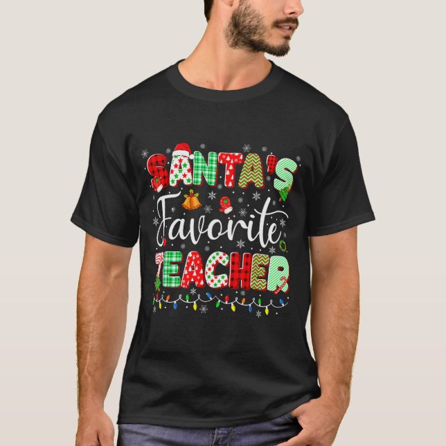 Camiseta Santas Favorite Teacher Christmas Matching Xmas Me (Anverso)