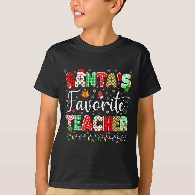 Camiseta Santas Favorite Teacher Christmas Matching Xmas Me (Anverso)
