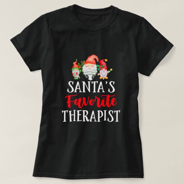 Camiseta Santa's Favorite Therapist Christmas Fun Gnome Psy (Diseño del anverso)