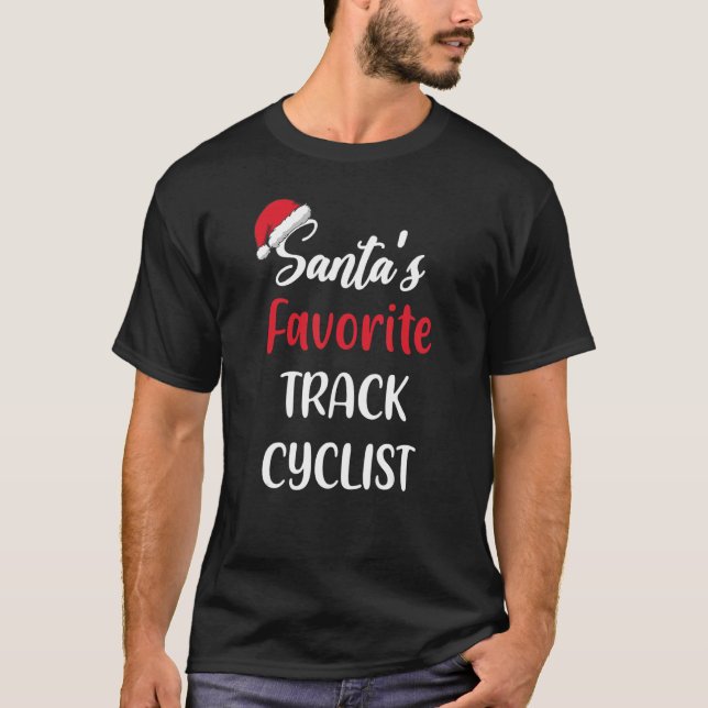 Camiseta Santas Favorite Track Cyclist   Christmas Track Cy (Anverso)