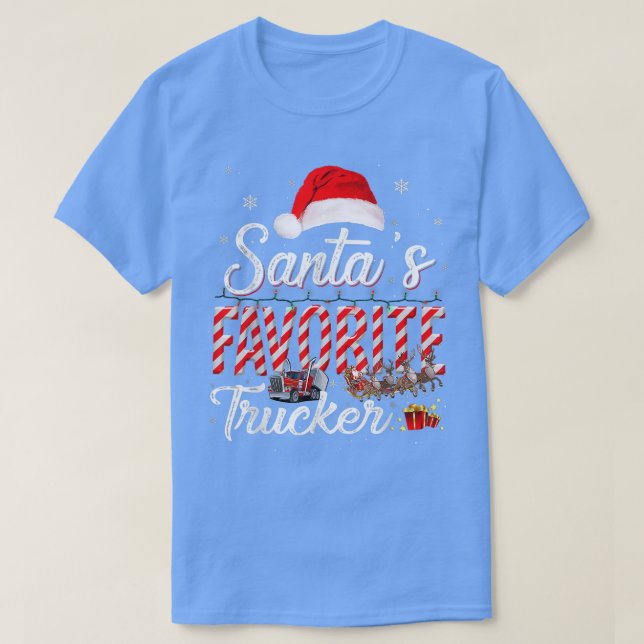 Camiseta Santa's Favorite Trucker Hat Light In Snow Santa C (Diseño del anverso)