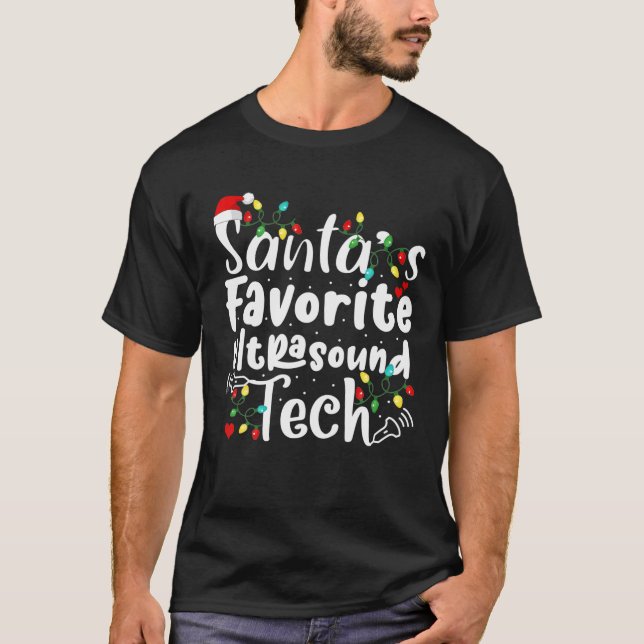 Camiseta Santa's Favorite Ultrasound Tech Diagnostic Med So (Anverso)
