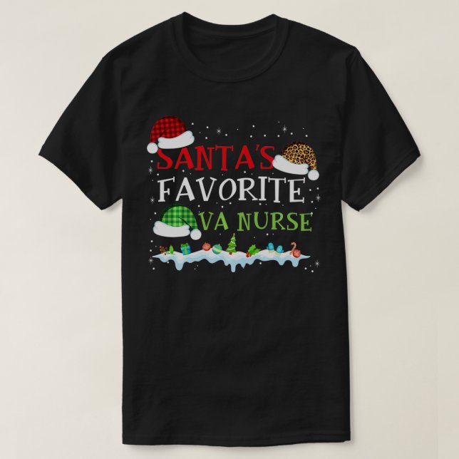 Camiseta Santa's Favorite VA Nurse Funny Christmas Gift  (Diseño del anverso)