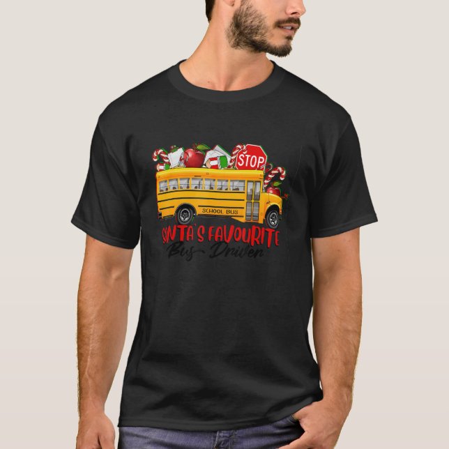Camiseta Santa's Favourite Bus Driver Christmas Delivery Ca (Anverso)