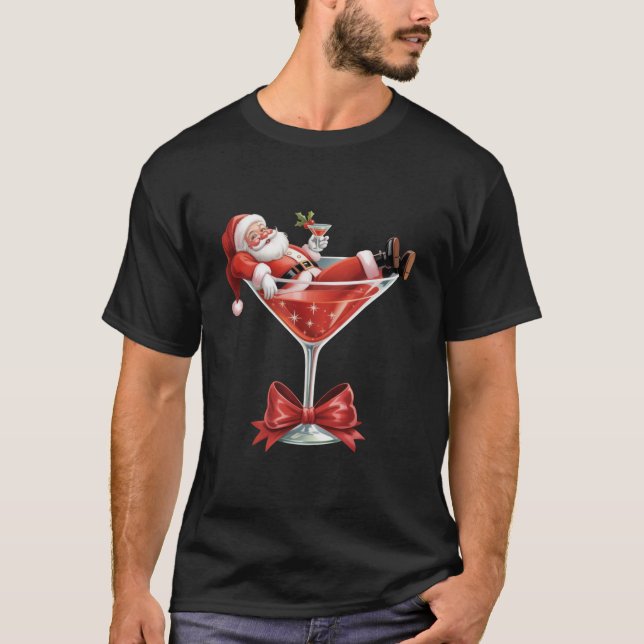 Camiseta Santa's Hot Mess Christmas Martini Funny Santa  (Anverso)