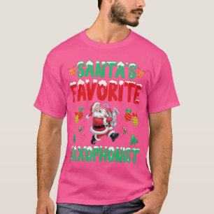 Camiseta Santas Saxofonista Favorito Tocador de Saxofón Nav