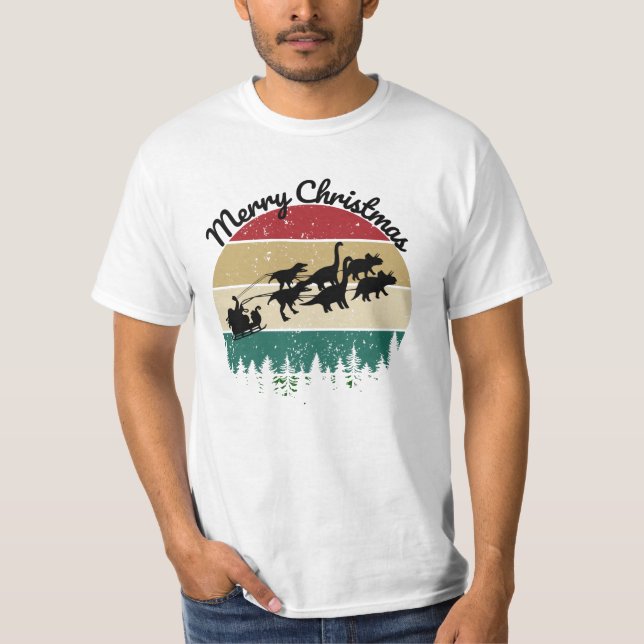 Camiseta Santas Sleigh tiradas por los dinosaurios (Anverso)