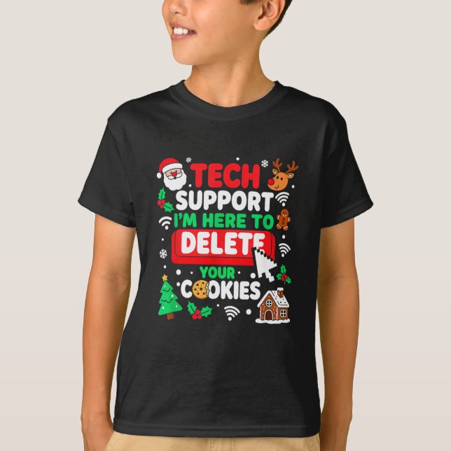 Camiseta Santa's Tech Suprt Rebooting Christmas Computer Me (Anverso)