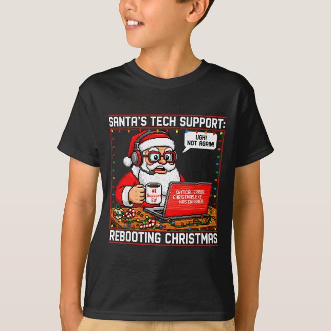Camiseta Santa's Tech Suprt_ Rebooting Christmas Funny  (Anverso)
