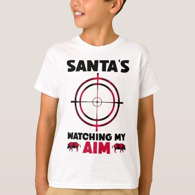 Camiseta Santa's Watching My Aim - Boar Hog Hunting 1  (Anverso)