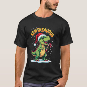 Camiseta Santasauro Rex Funny Dinosaur xmas Santa Hat Cand