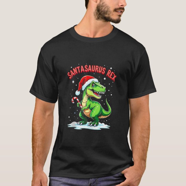 Camiseta Santasaurus Rex Dinosaurio Divertido Navidad Sombr (Anverso)