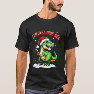 Camiseta Santasaurus Rex Dinosaurio Divertido Navideño Somb