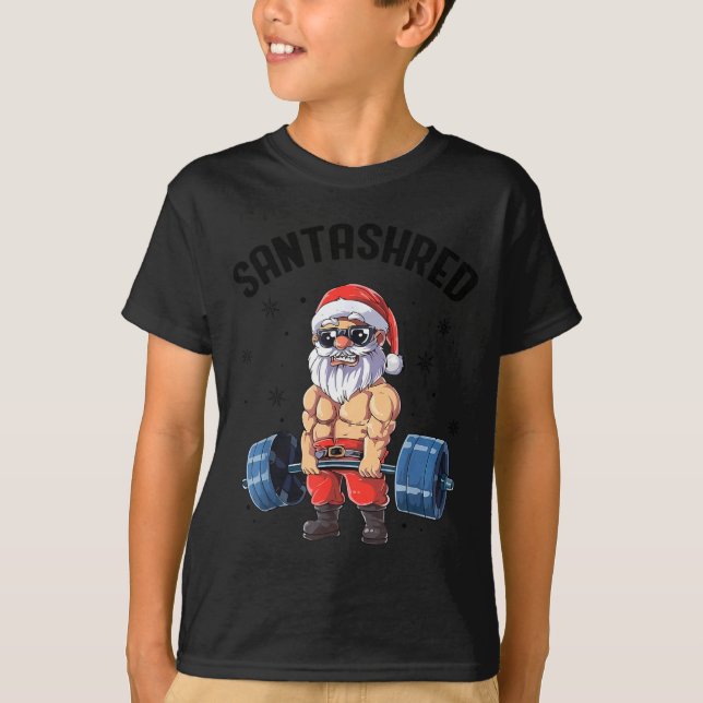 Camiseta Santashred Funny Santa Meme Xmas Gym Bodybuilding  (Anverso)