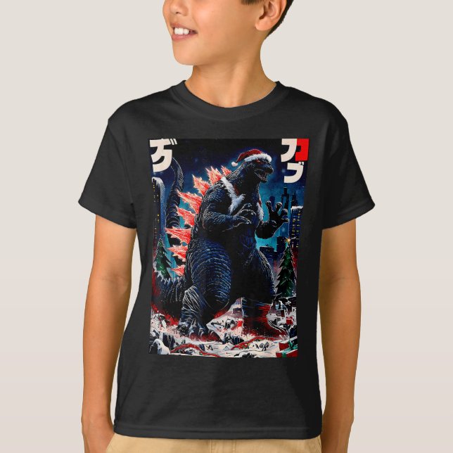 Camiseta Santazilla Japanese Monster Kaiju Dinosaur Christm (Anverso)