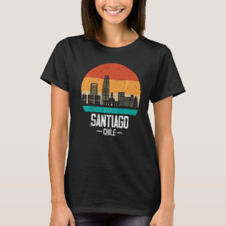 Camiseta Santiago Retro Vintage Sunset Skyline Santiago