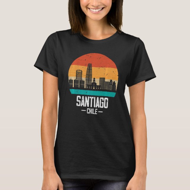 Camiseta Santiago Retro Vintage Sunset Skyline Santiago (Anverso)