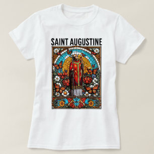 Camiseta Santo Agustín Vidrio Manchado Católico Religioso