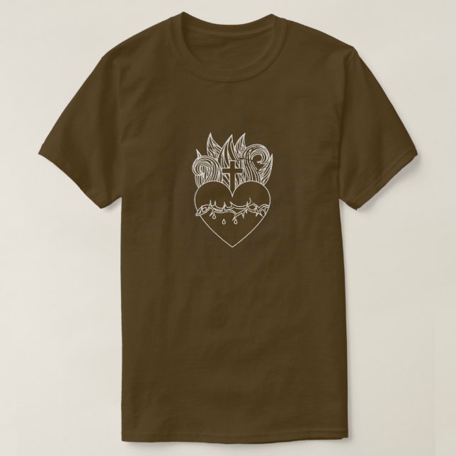 Camiseta Santo Corazón de la Cruz Amor Jesucristo (Diseño del anverso)
