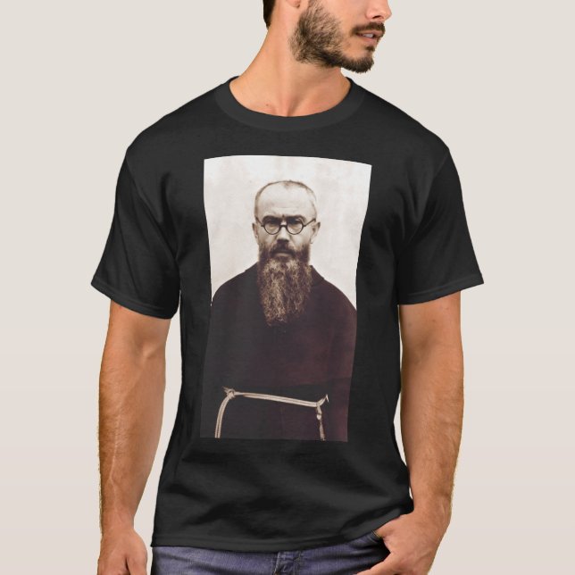 Camiseta Santo Maximiliano Kolbe sacerdote católico polaco (Anverso)
