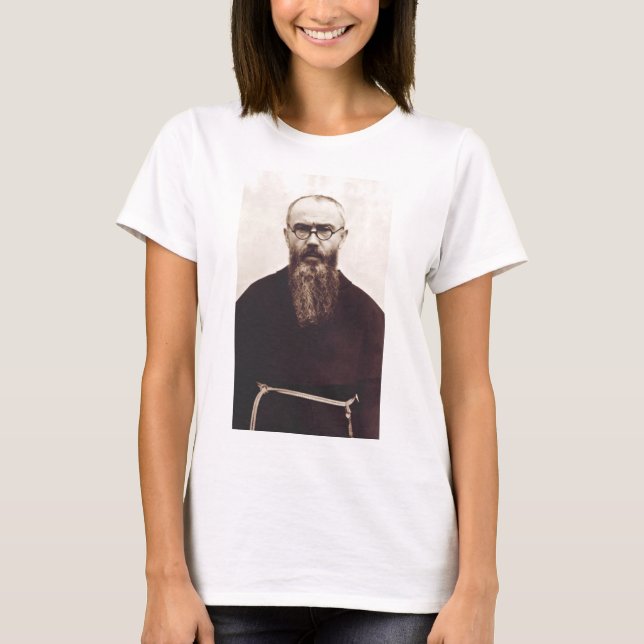 Camiseta Santo Maximiliano Kolbe sacerdote católico polaco (Anverso)