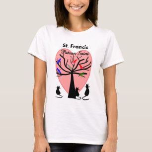 Camiseta Santo patrón de St Francis--Árbol y animales