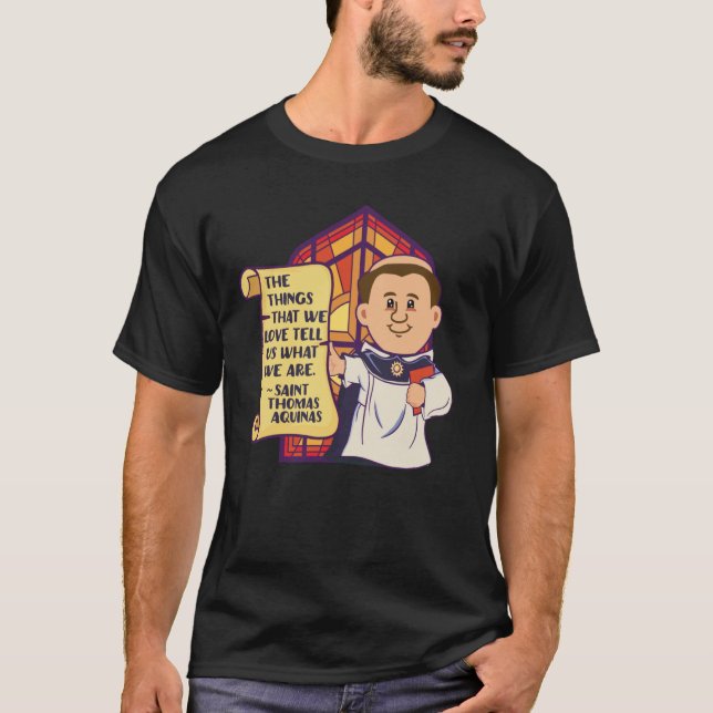 Camiseta Santo Tomás de Aquinas cita teología summa católic (Anverso)
